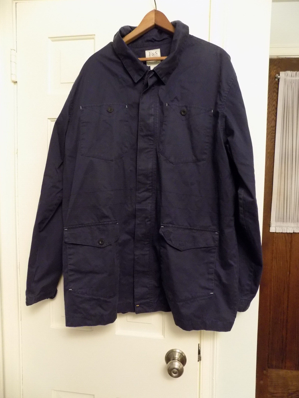 Vtg F&S Field & Stream Navy Outdoor Work Chore Full Zip Coat Jacket XL full zip